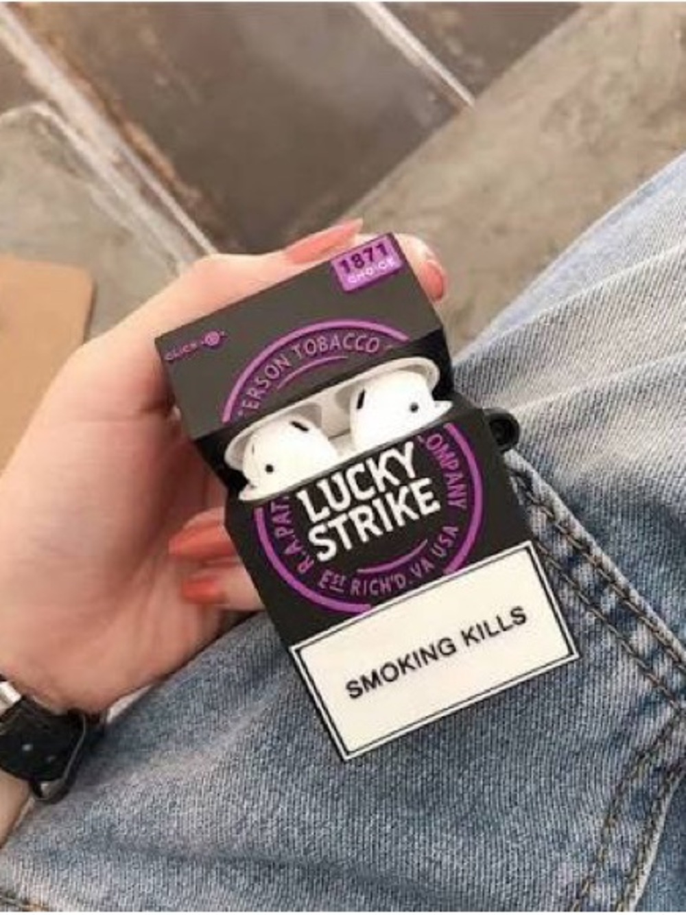Lucky Strike Black & Purple Cigarette Pack AirPods Case - Protective Silicone